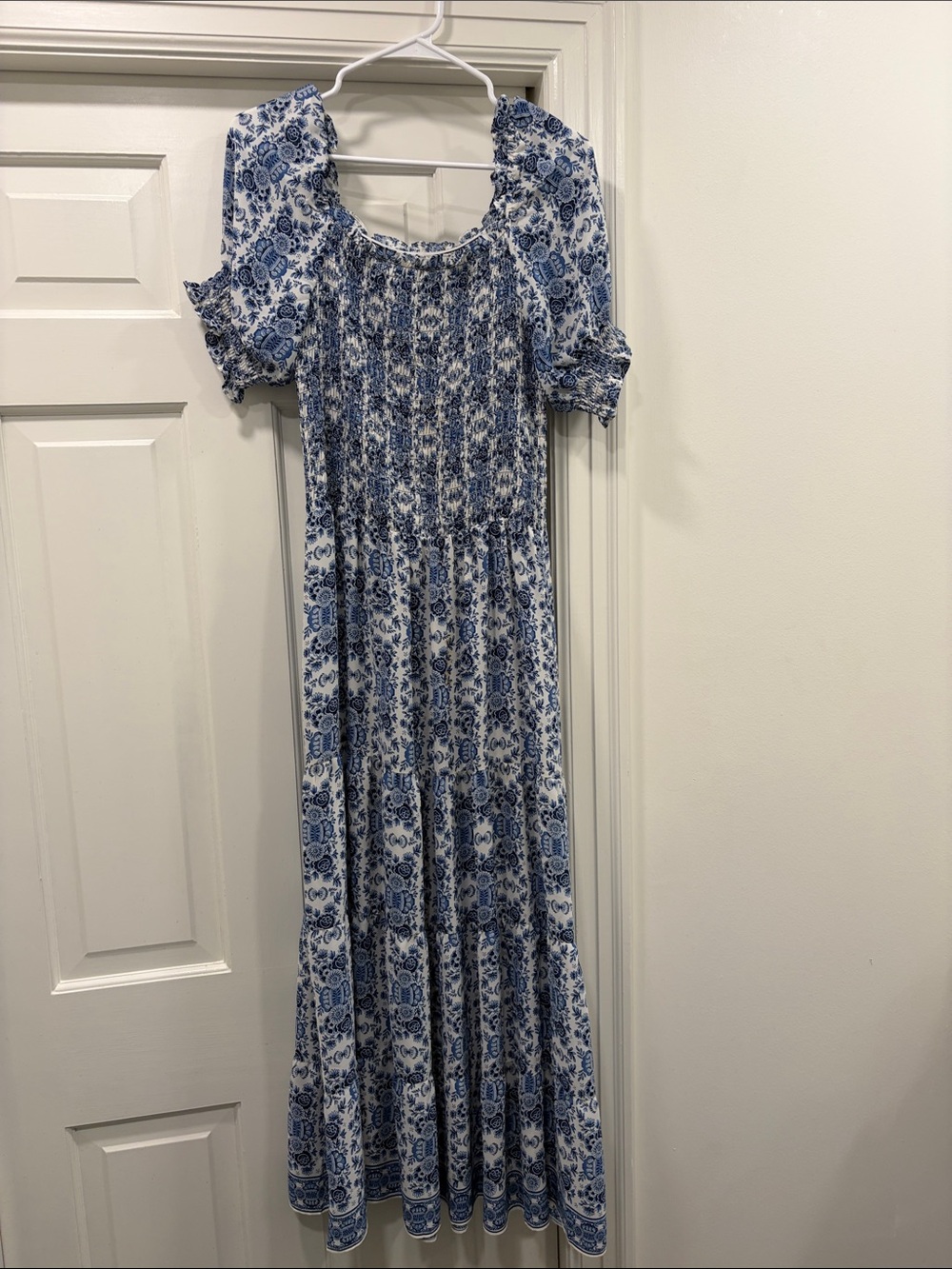 Max Studio Blue and White Floral Maxi Dress